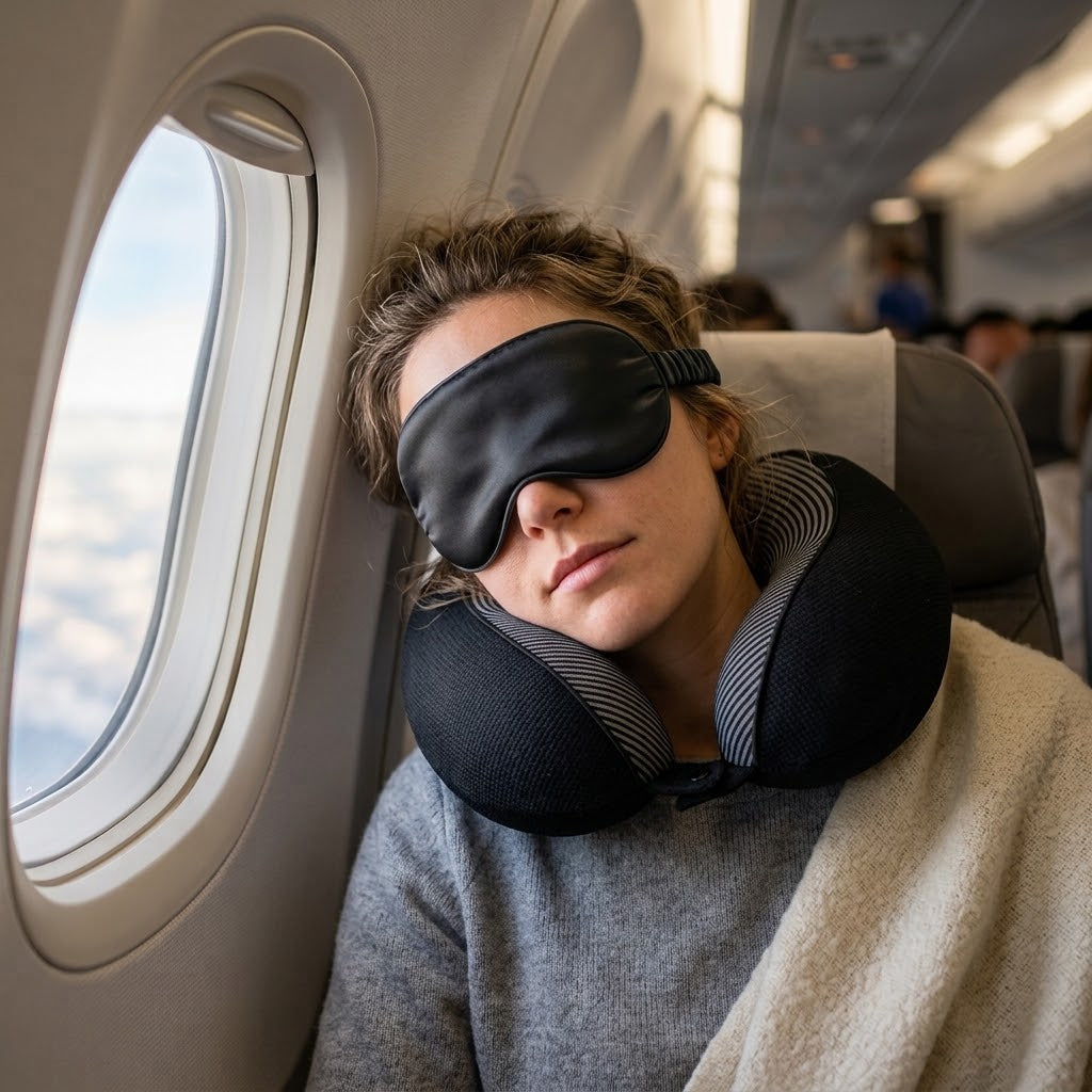 Travel Sleep Bundle – Travel Neck Pillow + 3D Sleep Mask